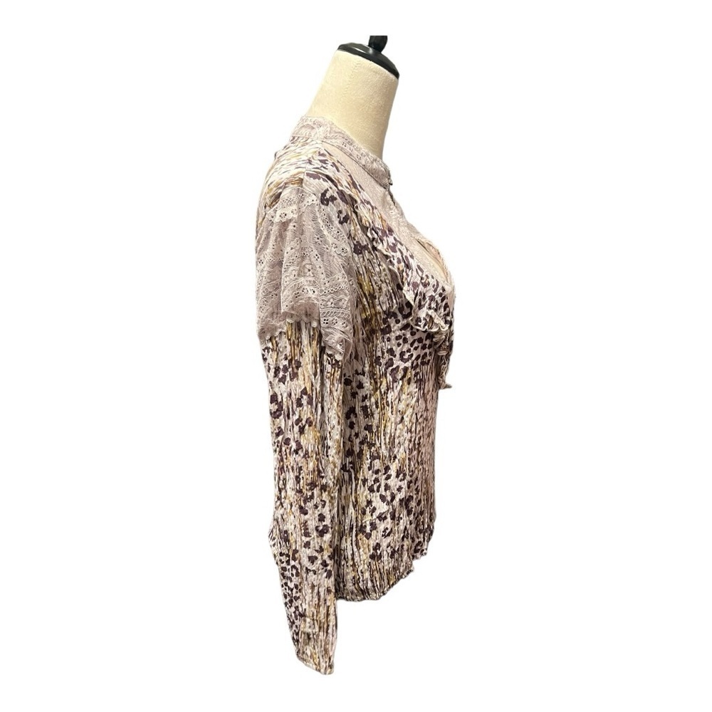 Gimmicks stretchy animal print gold metallic lace western top size L EUC - Picture 2 of 12
